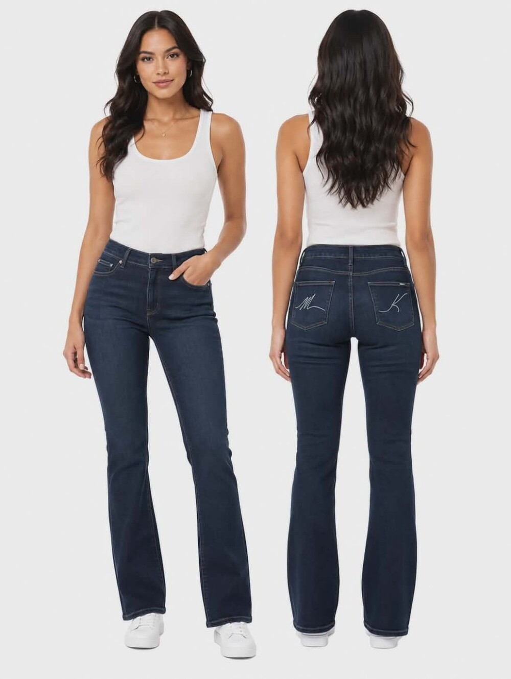 Michael Kors Dark Wash Bootcut Jeans Size 8 Stretch Denim Pants - Picture 1 of 13